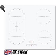 NOXTON White Induction Hob Plug In, 2800W 4 Zones with 1 Grill Zone UK Plug