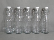 Kilner Style Set of Five Small Clip Top Clear Glass Condiment or Oil Bottles
