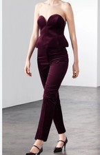 Zara women’s new Limited Edition Velvet Burgundy Trousers Size S 