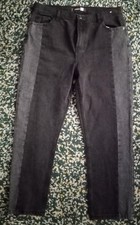 Black Grey Side Panel Jeans 12 W32 L26 Straight Leg Womens Womans Pep&Co VGC SX4