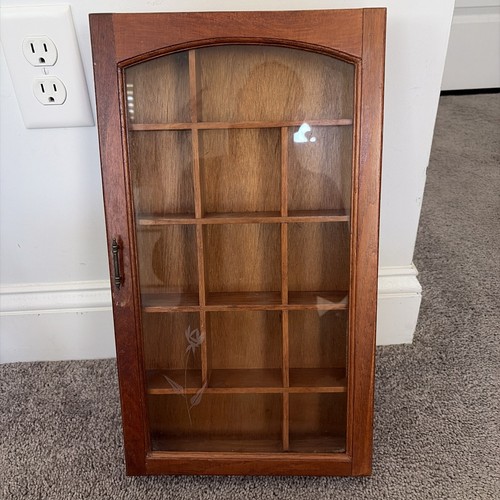 Shallow wood curio - wood, cabinet