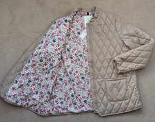 Joules Size 16 Hambleton Jacket diamond quilted short coat ruffle collar neutral