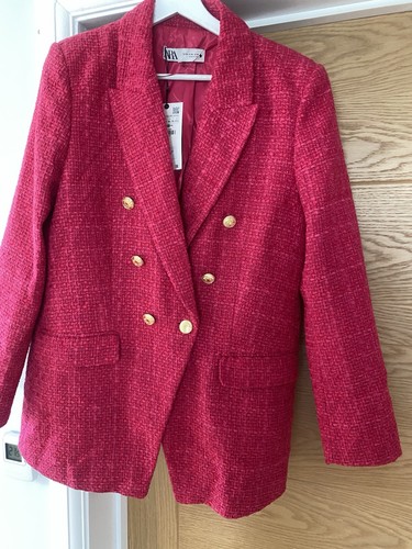 Zara pink textured blazer - textured,