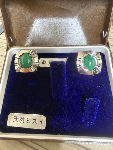 Natural jade square cufflinks - natural,