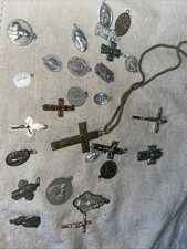 Large Bundle Of 20+ Items Religious Crosses And saints Vintage Collectibles