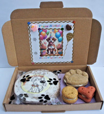 Dog Birthday Gift Treat Box With Crunchy Dog Birthday Cake & Doggy Macaroons