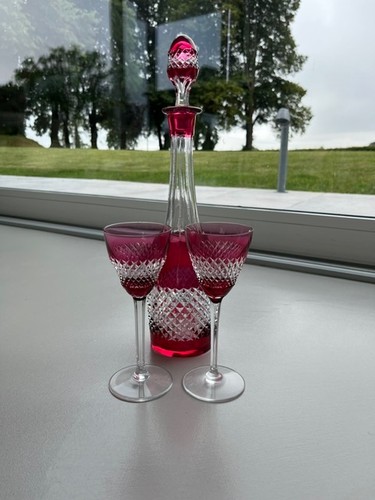 Vintage cranberry cut clear - vintage, cut-to-clear