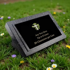 Personalised Cross Design Memorial Grave Marker Plaque Any Text (UV PRINTED)