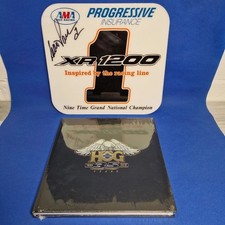Harley-Davidson Signed Scott Parker AMA Plate & Book HOG 35 Years. Rare.