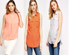 ex Chain Store Women Blouse Chiffon Sleeveless  Ladies T Shirt Casual Loose Tops