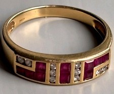 18ct 750 Gold Diamond And Ruby Art Deco Style Ring c2008