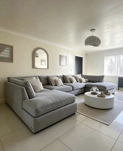 Large grey shape corner sofa - u,