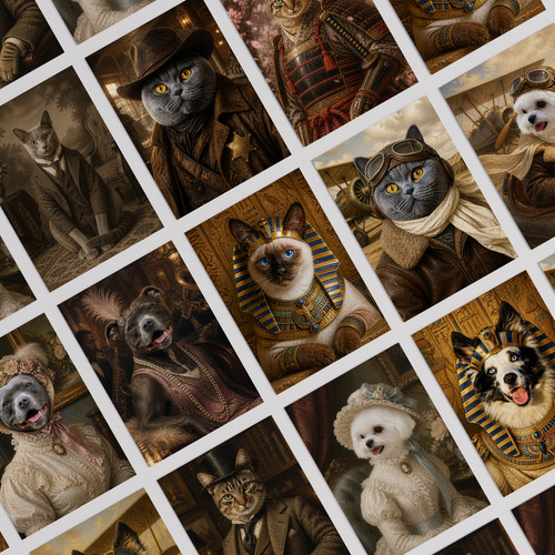 Vintage custom pet portrait - vintage,