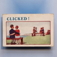 Comic Postcard 1928 Courting Couples Seaside Benches Clicked Cloche Hat A/F