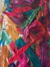 20g Bag of assorted sari silk ribbons (small pieces)( NO YARN)