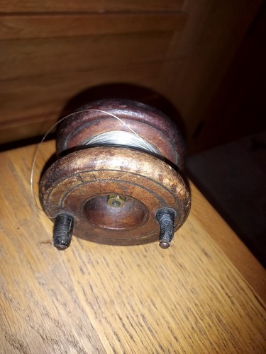 Vintage wooden fishing reel - vintage,