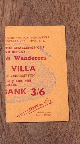 Ticket 1964 wolves aston - ticket, 1964/65