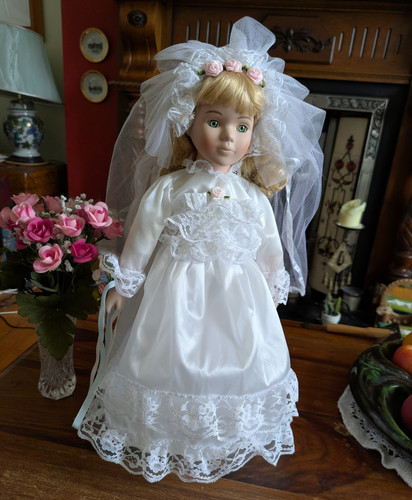 Porcelain bride doll white - porcelain,