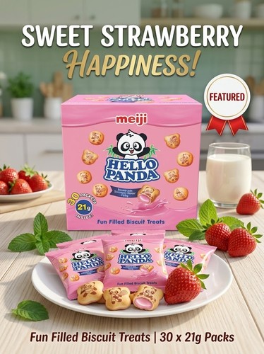 Meiji hello panda - meiji, strawberry