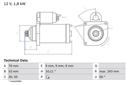 Starter bosch 986 016 - starter, 0