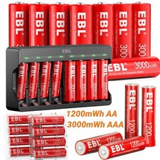 EBL 1.5V AA AAA Rechargeable Lithium Li-ion Battery Batteries / Smart Charger