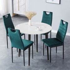 Novara Compact Round Dining Table 80cm White High Gloss with Black Metallic Legs