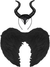 Black Dark Devil Horns+Feather