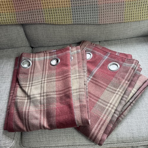 Pair checked curtains lined - pair,