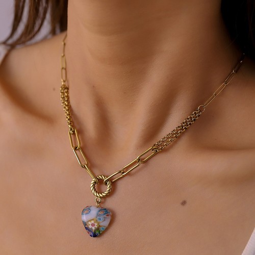 Heart pendant necklace ethnic - heart,