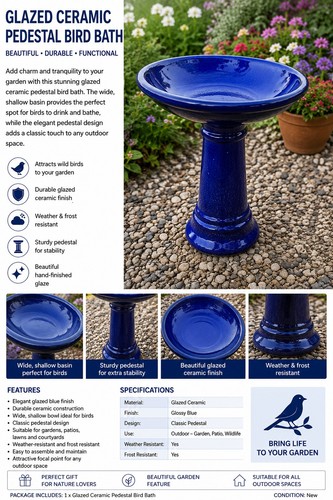 Glazed ceramic pedestal bird - glazed,