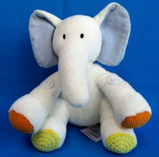 WHITE ELEPHANT ? orange & yellow feet COMFORTER soft toy bell rattle MOTHERCARE