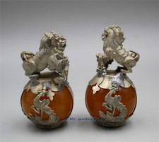 A PAIR CHINESE CARVED JADE &