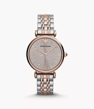 NEW GENUINE EMPORIO ARMANI GIANNI LADIES WATCH AR1840 BNIB ROSE GOLD & SILVER