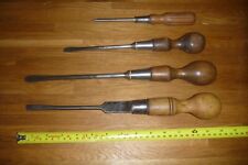 Set Of 4 Vintage Wooden Handled Screwdrivers