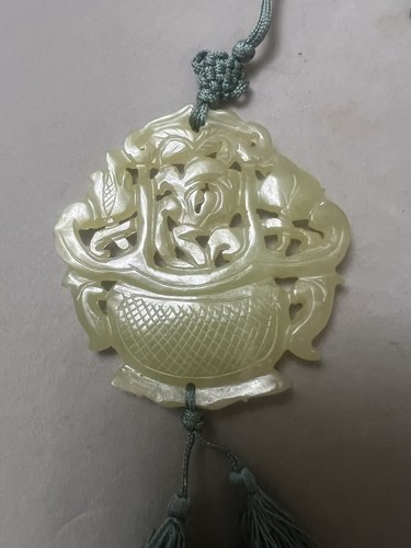 Antique carved jade pendant - carved,