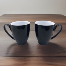 Denby Merlot Elements Coffee Mugs Black White Set Of 2 ceramic stoneware 