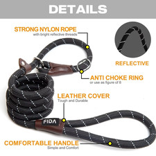 Fida Slip Rope Dog Lead 1.8m One-Size-Fits-All Slip-On Rope Leash
