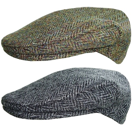 Harris tweed flat - cap, peaked