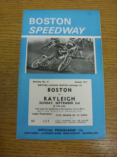 1973 speedway programme - 03/09/1973,