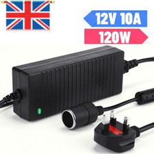 240V Mains Plug to 12V 10A Socket Adapter Car Cigarette Lighter Power Converter