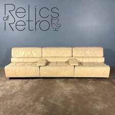 Tetrad Off White Ivory Leather Three Seater Modular Sofa/Chairs Mid Century