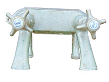 Antique French Chromed Brass  Mixer Bath Taps Ceramic Inserts - Rineau Freres