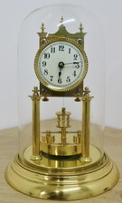 Antique German JUF 400 Day Anniversary Brass Torsion Mantle Clock & Glass Dome