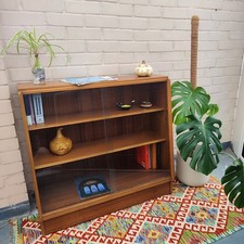 G Plan Brandon Teak Bookcase with Glass Sliding Doors – Mid-Century Modern Stora