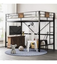 Metal Loft Bed Frame with