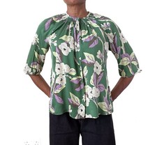 Tucker Silk Blouse - Green