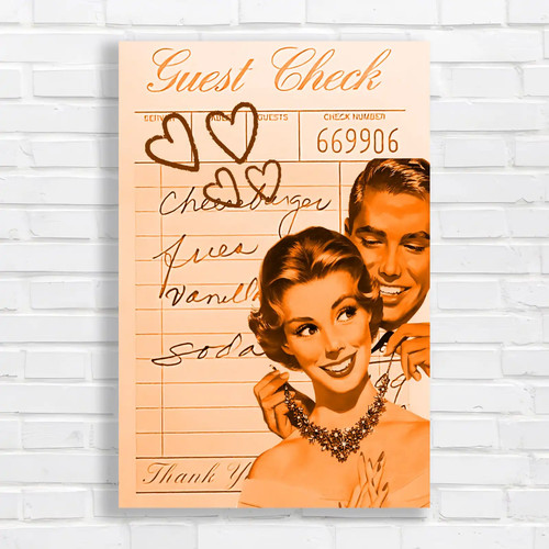 Vintage romance couple orange - vintage,