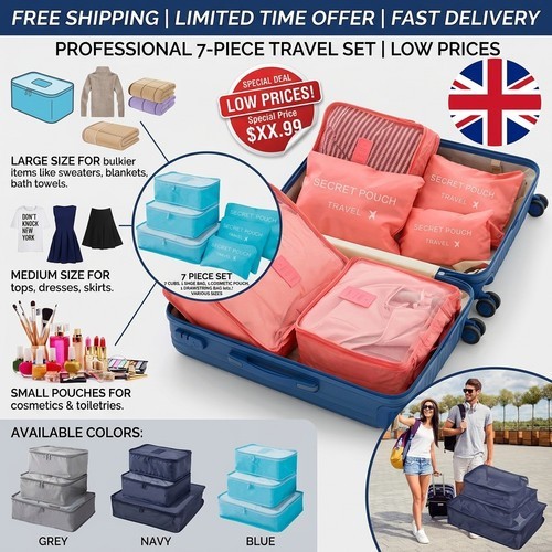 6pc travel packing cubes set - 6pc,