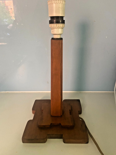 Vintage solid oak table lamp - solid,