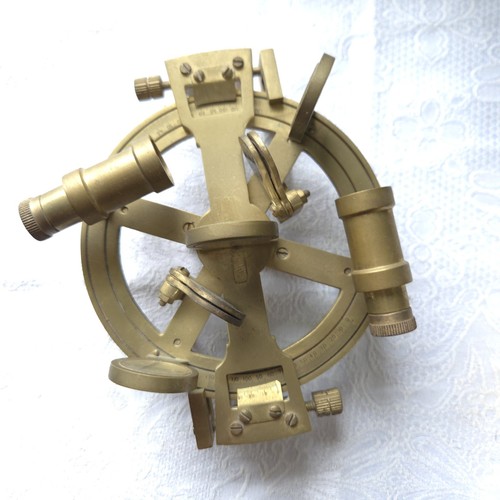 Vintage brass round sextant - brass,
